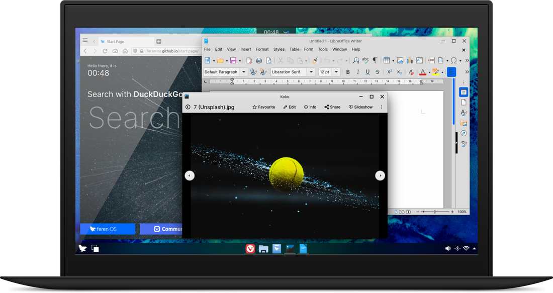 Feren OS Desktop with multiple applications